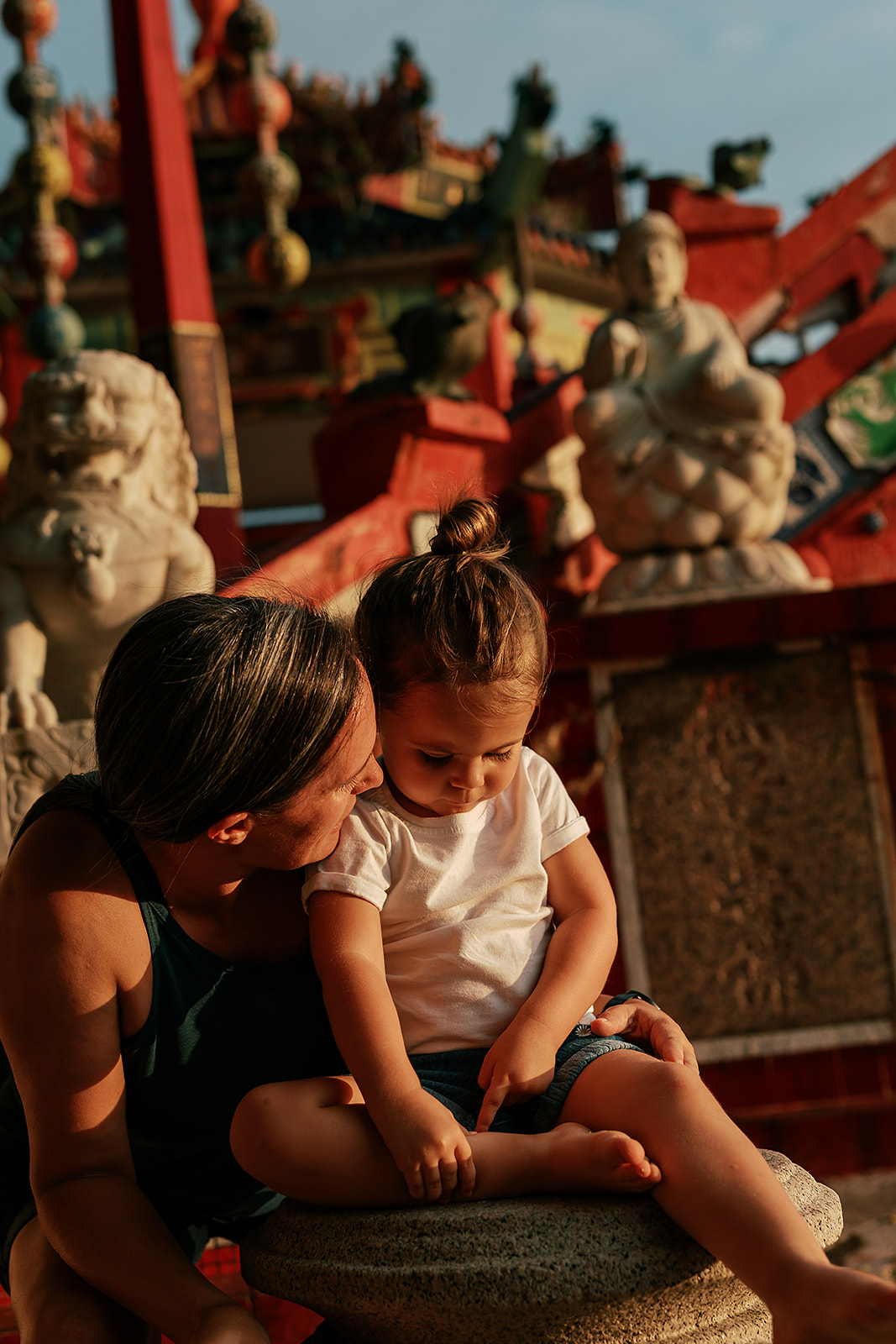 Relaxed family near Repulse Bay beach during natural lifestyle photo shoot